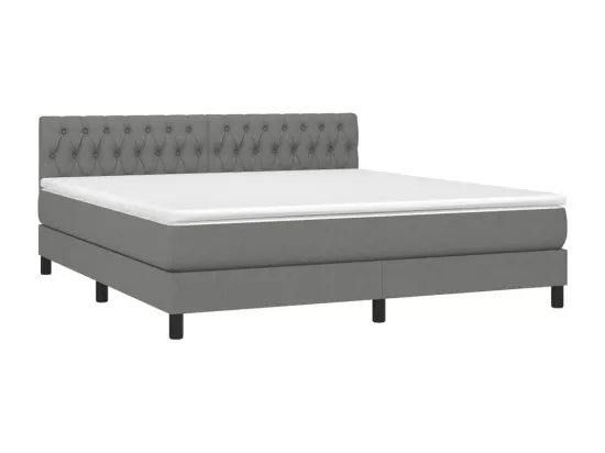 Sommier tapissier et matelas et LED Gris foncé 180x200 cm Tissu
