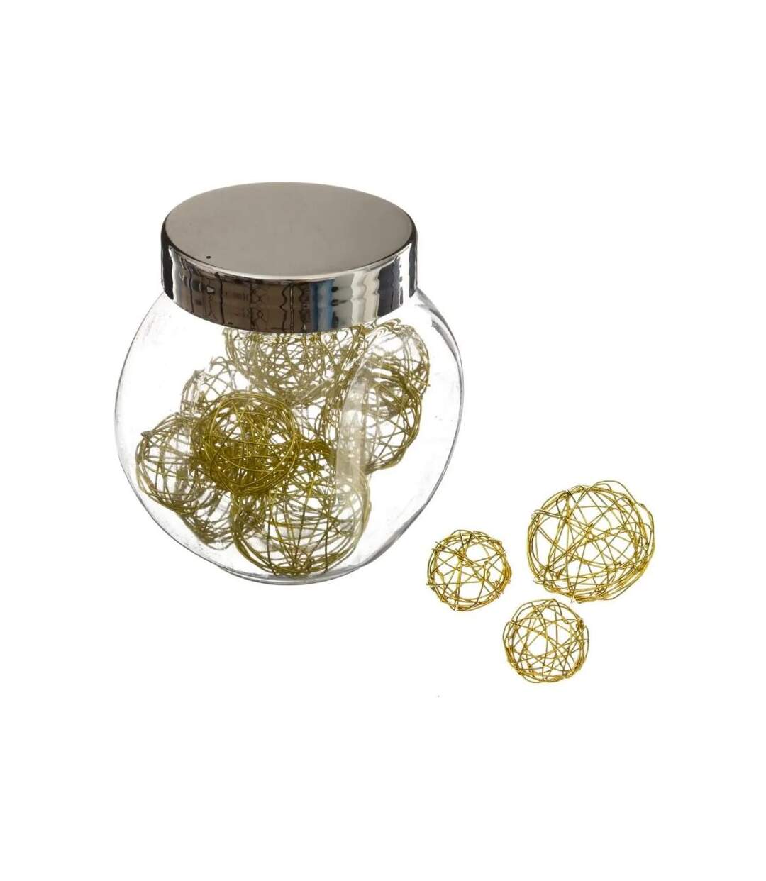 Lot de 10 Boules Déco & Bocal Maison 7cm Or