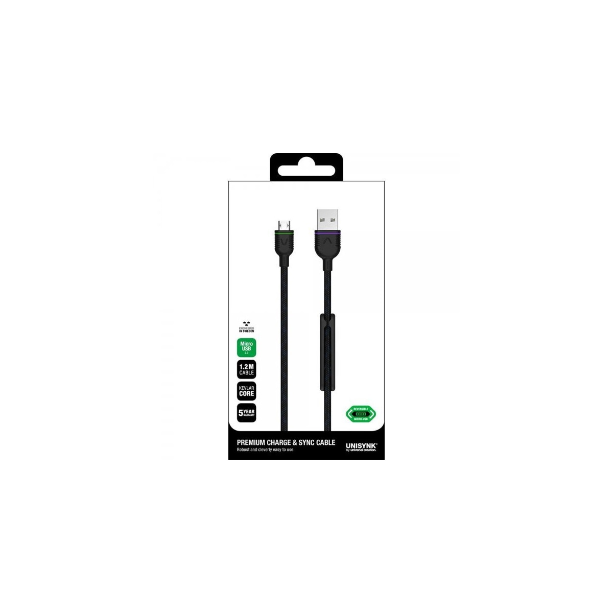 Unisynk USB-A til Micro-USB kabel 1.2 m