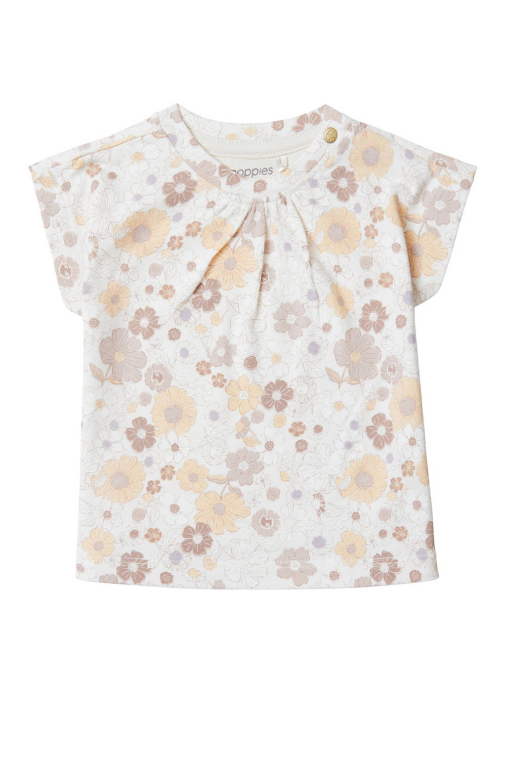 Noppies baby gebloemd T-shirt Camas zachtoranje/lila/wit