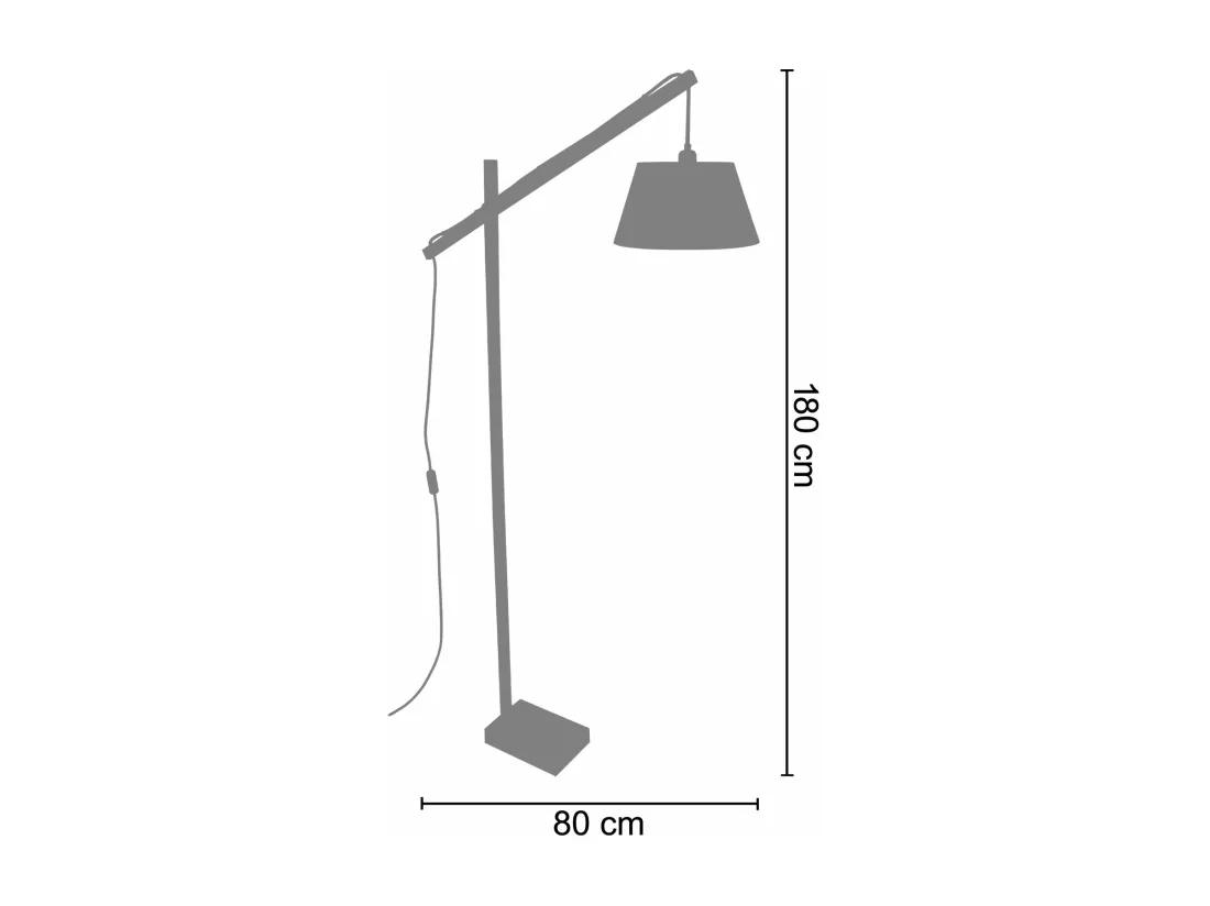 Lampadaire , articulé bois naturel blanc 180 cm.