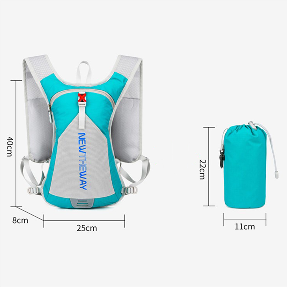 (40x25cm) 10L Ultraleichter Sport Rucksack Faltbare Outdoor Backpack Weste mit Aufbewahrungstasche   Öffnung für Trinksystem - Türkis / Grau