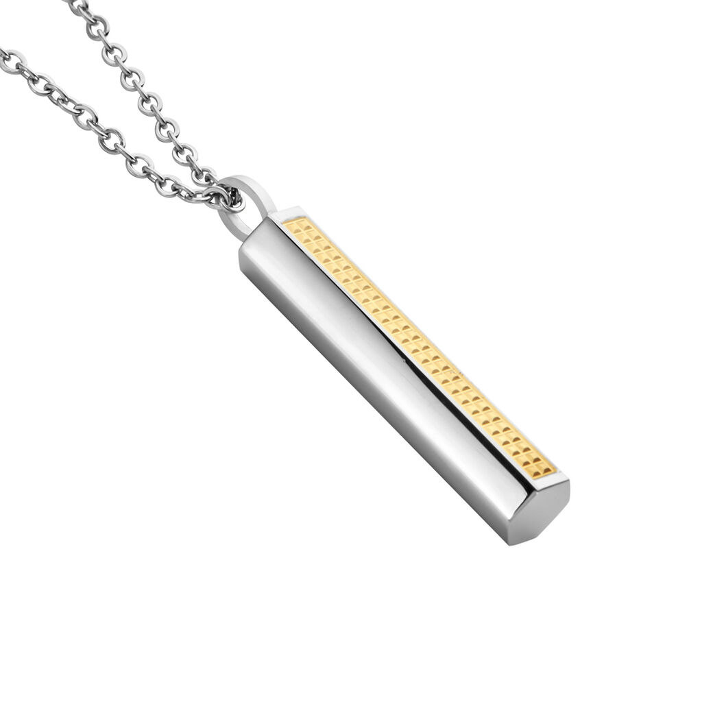 Collier Acier Blanc Et Plaqué Or Antono