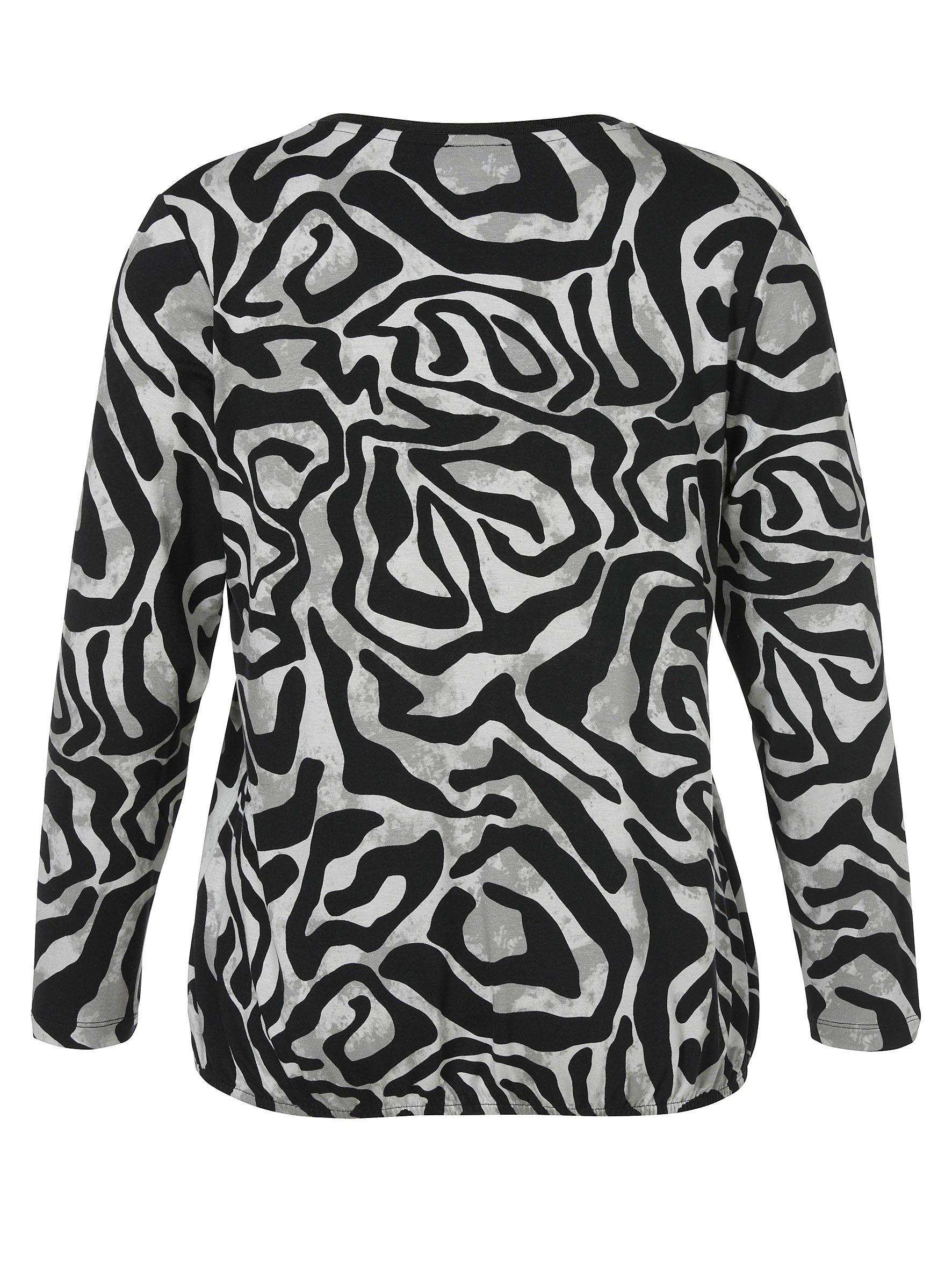 Langarmshirt mit Zebraprint und V-Ausschnitt