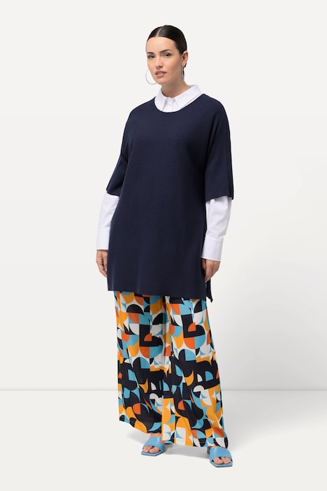 Pullover, offene Seiten, Oversized, Rundhals, 3/4-Arm