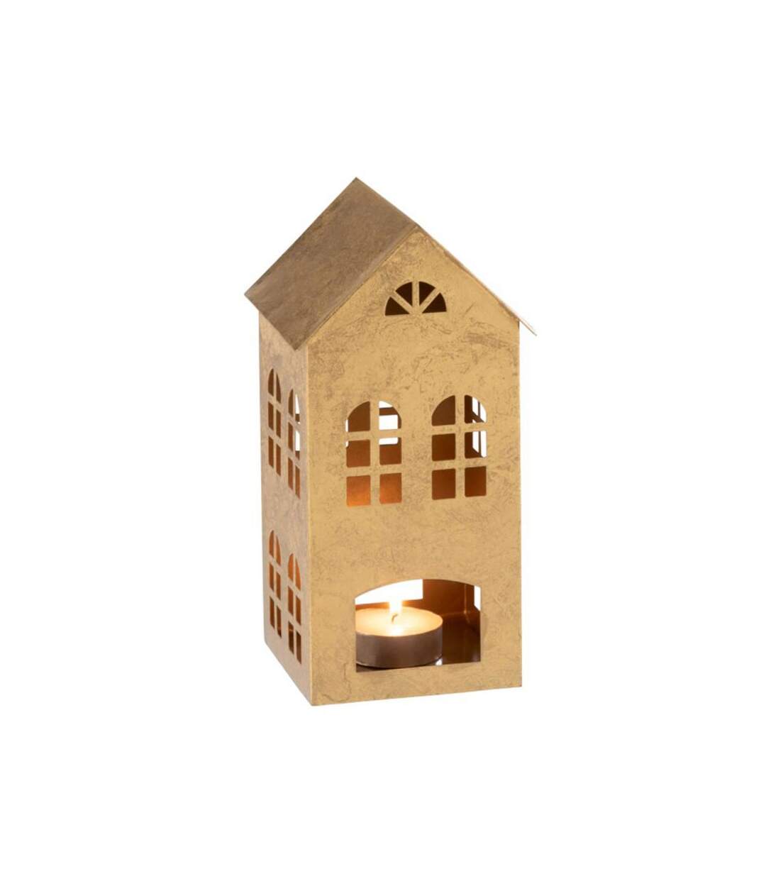 Paris Prix - Bougeoir En Métal maison Alpha 28cm Or