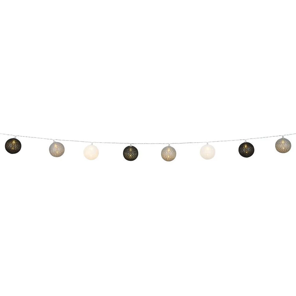 Guirlande lumineuse 10 boules beige noir marron L165cm