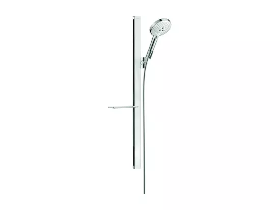 Set de douche 120 3jet avec barre Unica'E 90 cm et porte-savon blanc/chromé Hansgrohe Raindance Select S