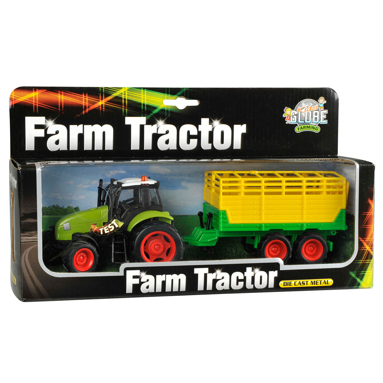 Kids Globe Tractor met Aanhanger Licht & Geluid 1:32
