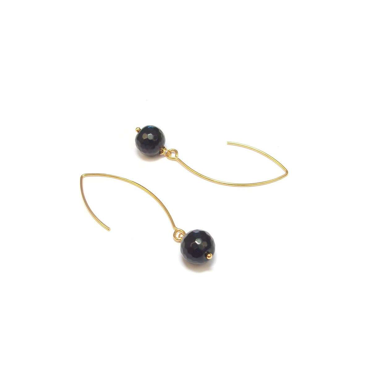 Boucles d'oreille Dorées Onyx Noir