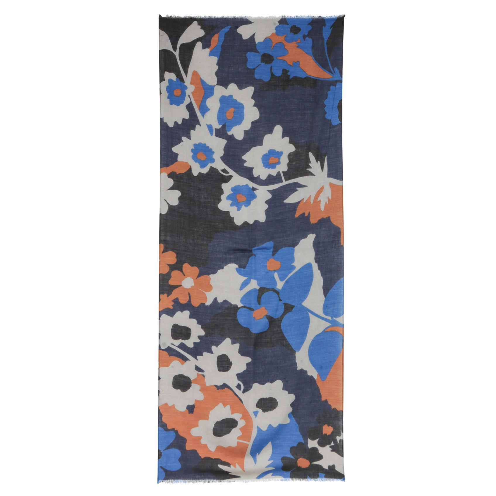 Foulard en laine et coton | Bleu