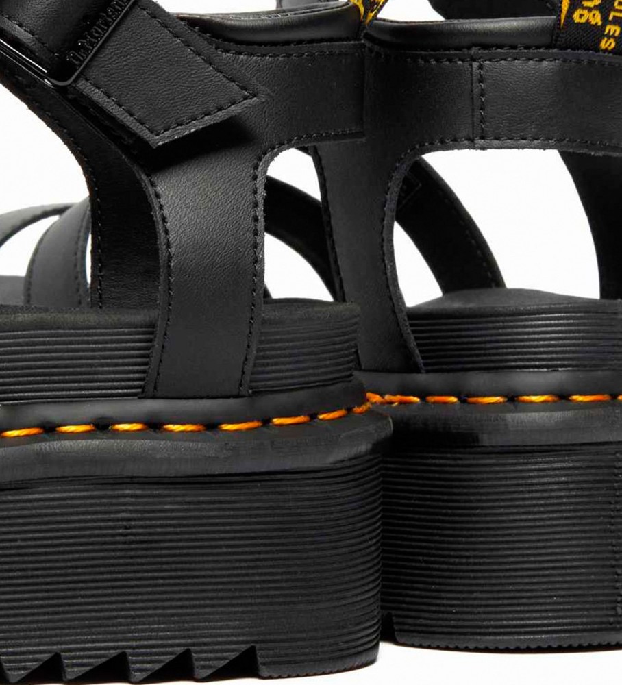 Sandálias Dr. Martens Blaire em couro preto - Plataforma de 6 cm -
