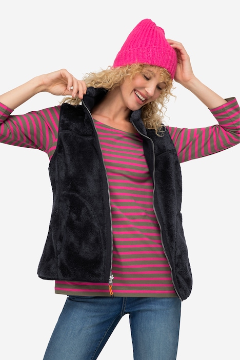 Wende-Weste, Fleece- und Teddy-Seite, Stehkragen