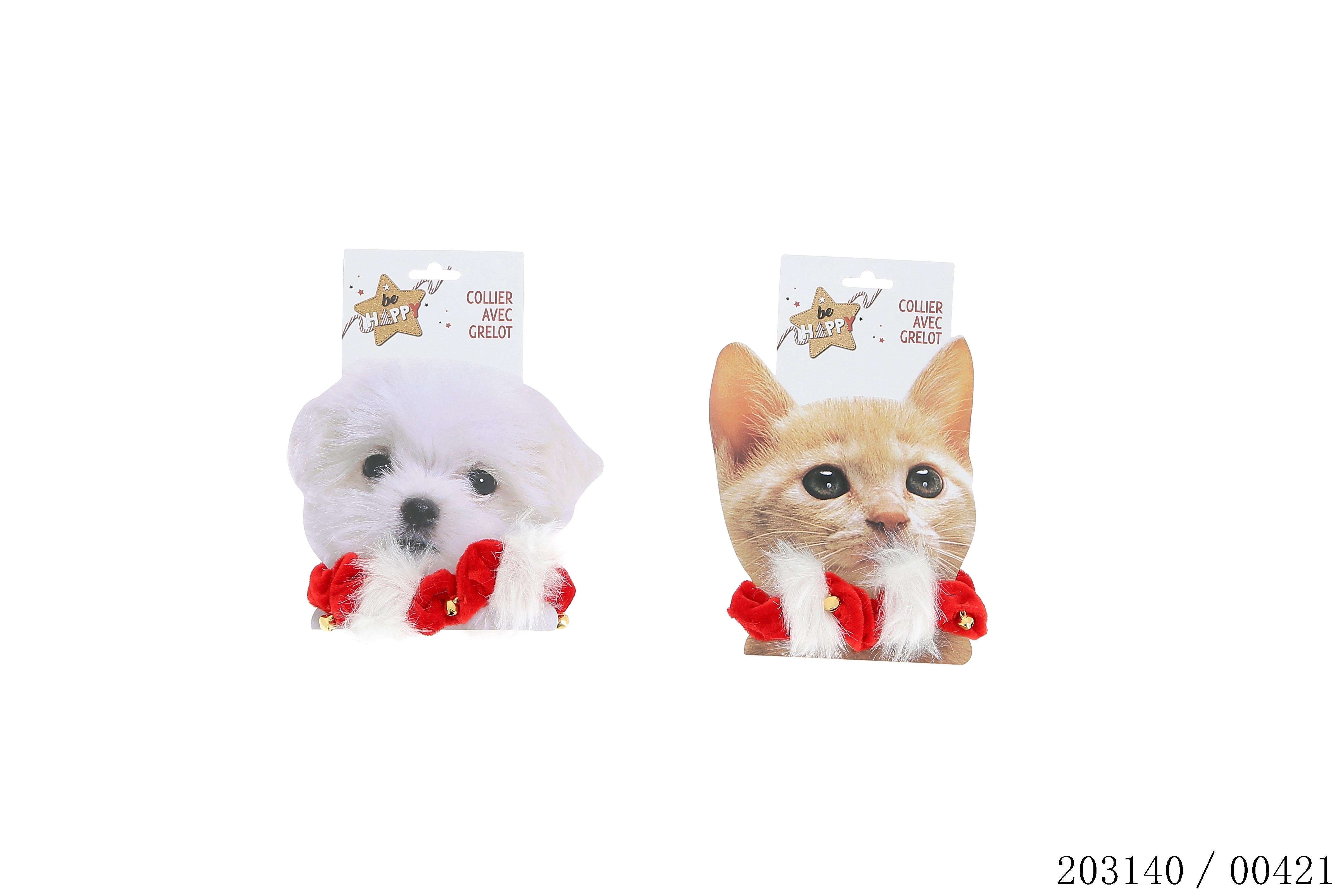 COLLIER NOEL D.13CM CHIEN CHAT