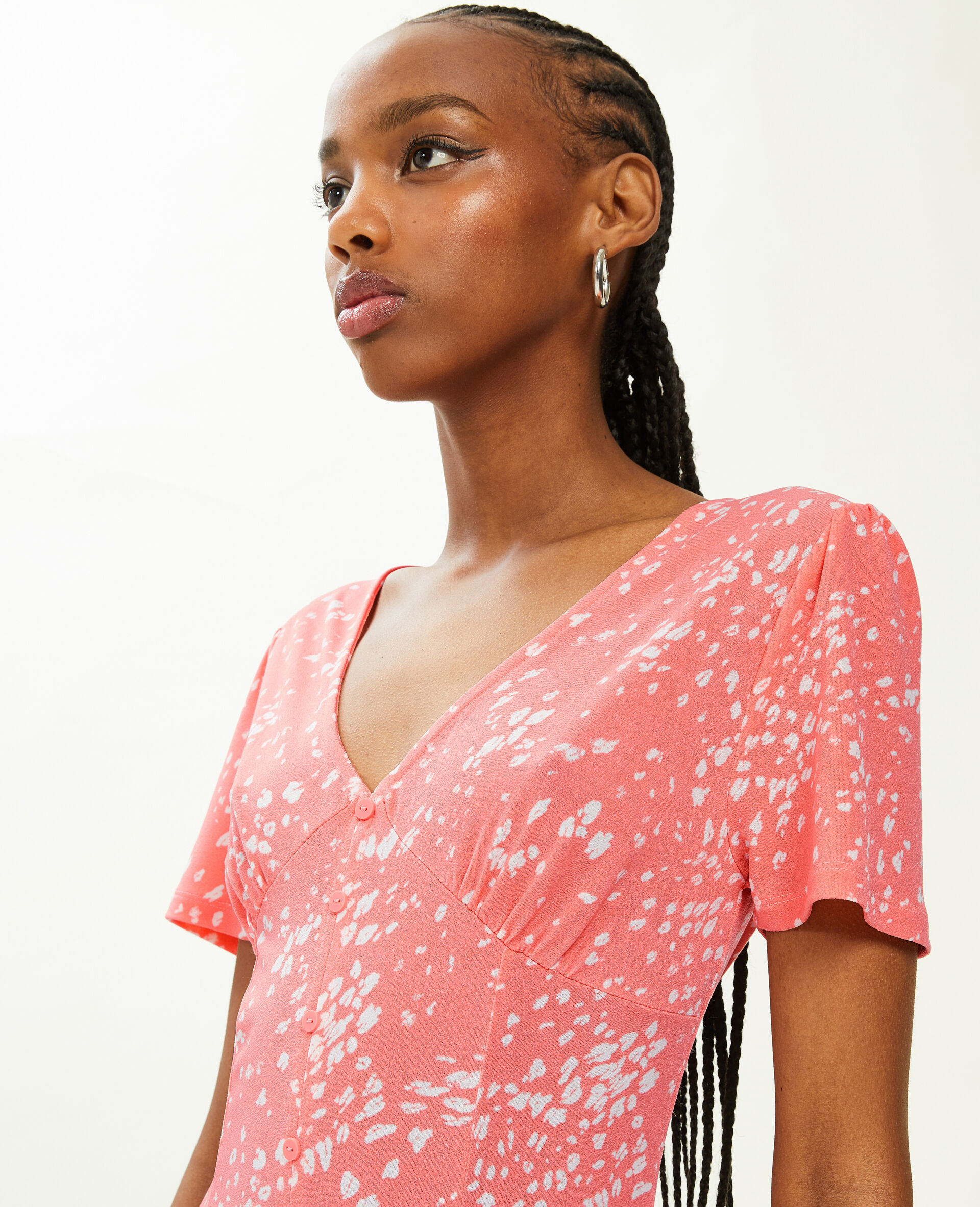 Robe courte avec boutons - Orange