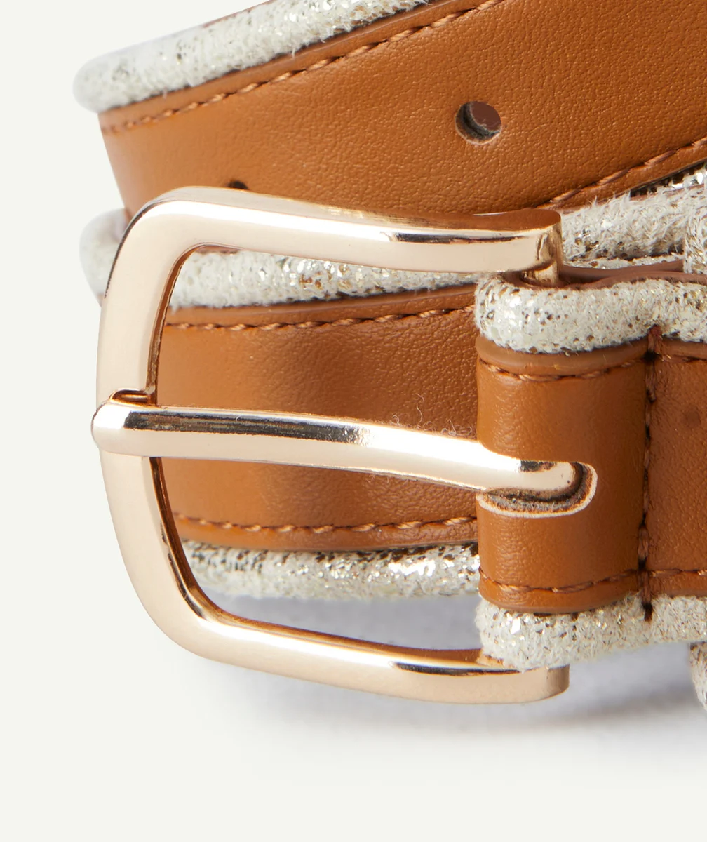 CEINTURE FILLE EN FIBRES RECYCLÉES MARRON ET DÉTAILS PAILLETÉS