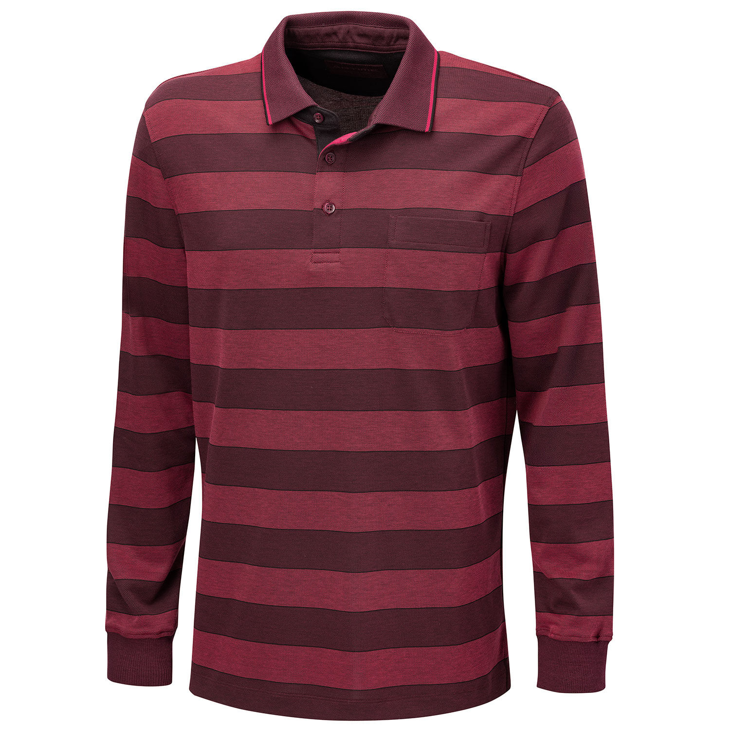 Gestreiftes Langarm-Poloshirt mit Brusttasche
