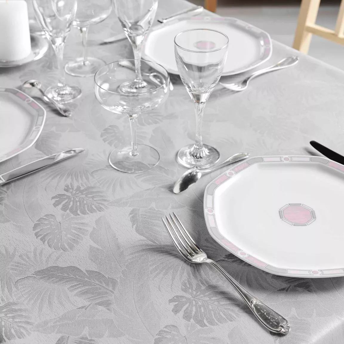 Nappe rectangulaire enduite (140 x 250 cm) Enola Grise
