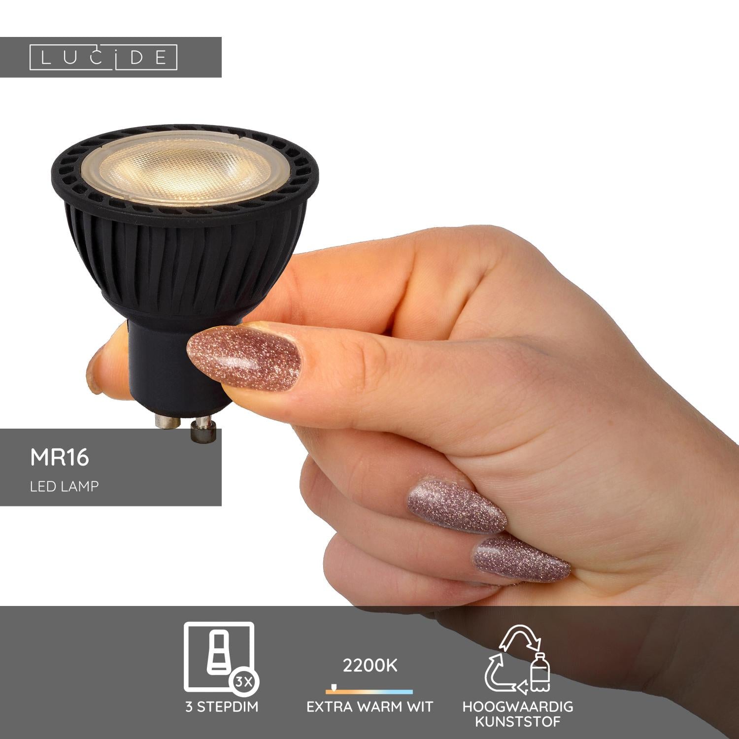 Lucide MR16 Led lamp - Zwart (set van 2)