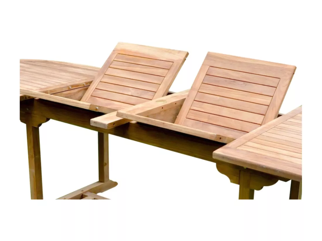 Salon de jardin Teck massif 10 à 12 personnes - Table ovale + 8 chaises + 2 fauteuils Kajang