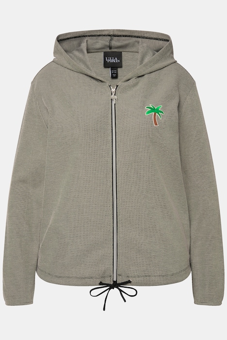 Sweatjacke, Piqué-Struktur, Kapuze, Kaktus-Stickerei