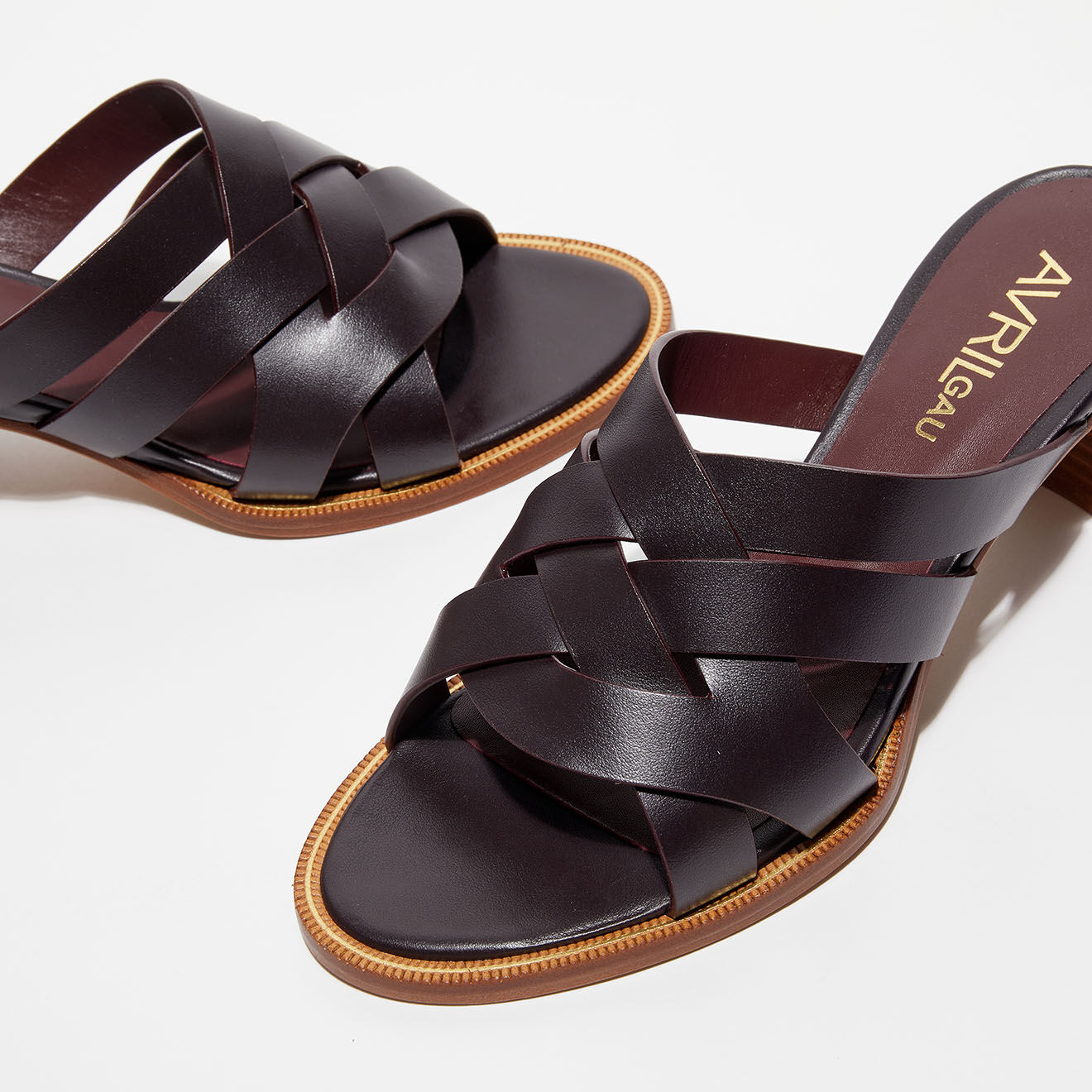 Avril Gau Mules en Cuir Pulan bordeaux - Talon 5,7 cm