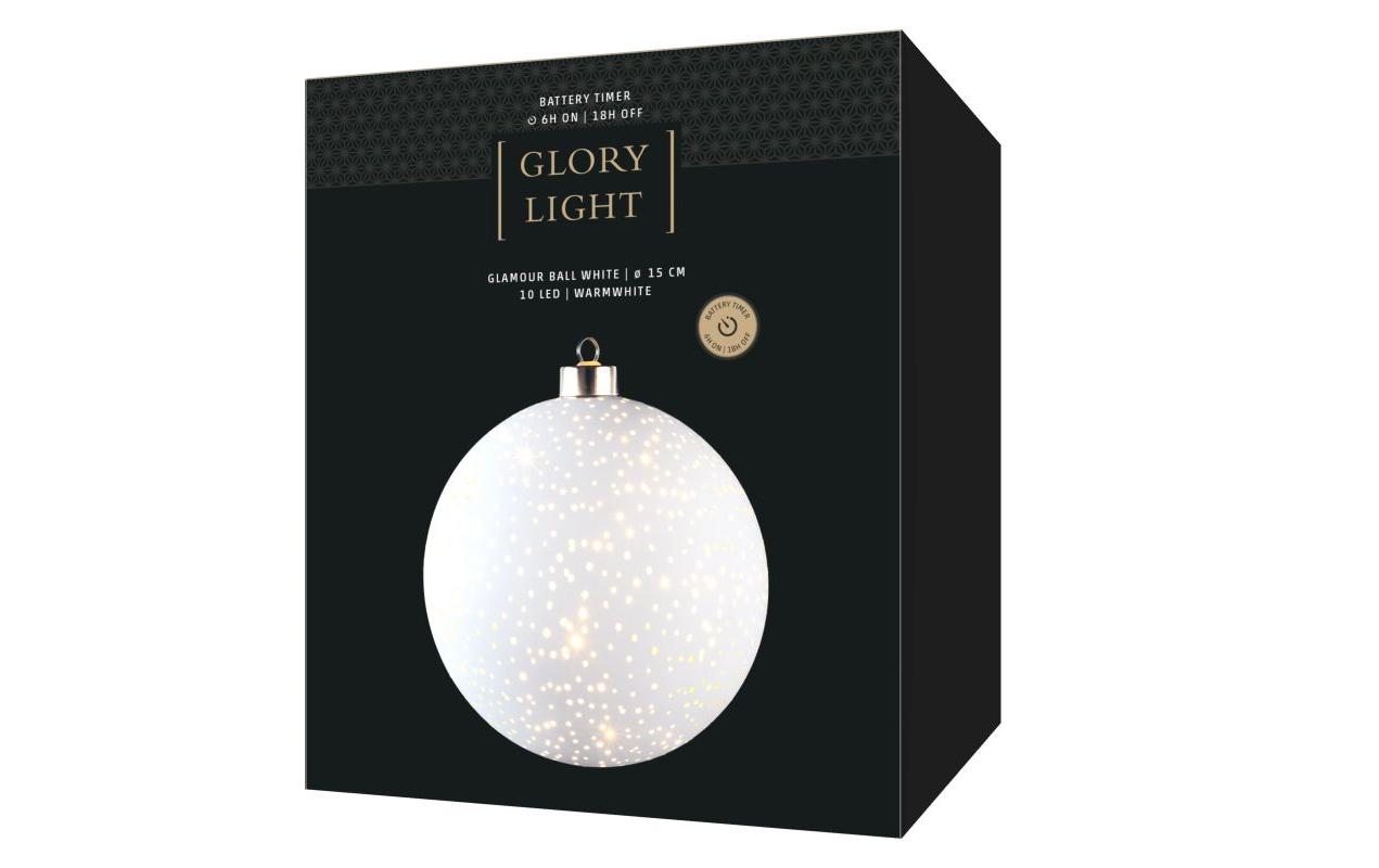Hänger Glamour Ball L, Ø 15 cm, WeissWeihnachtshänger für den Innenbereich