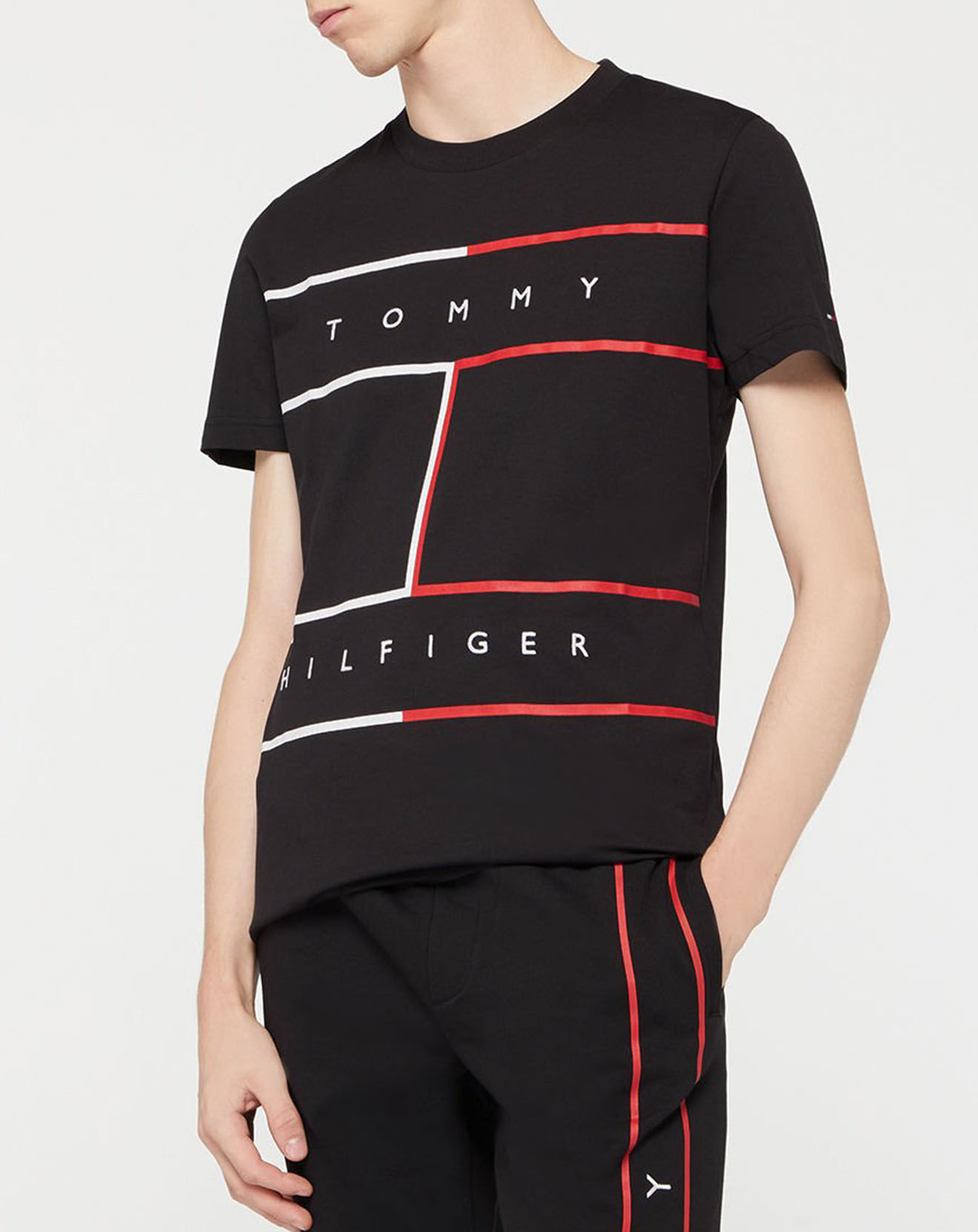 Tommy Hilfiger T-Shirt 100% Coton Bio Large Flag noir