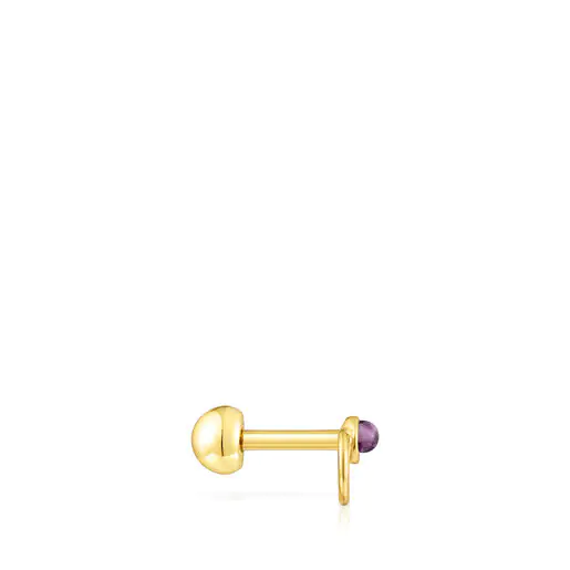 piercing de aço com revestimento em ouro e ametista volumosa