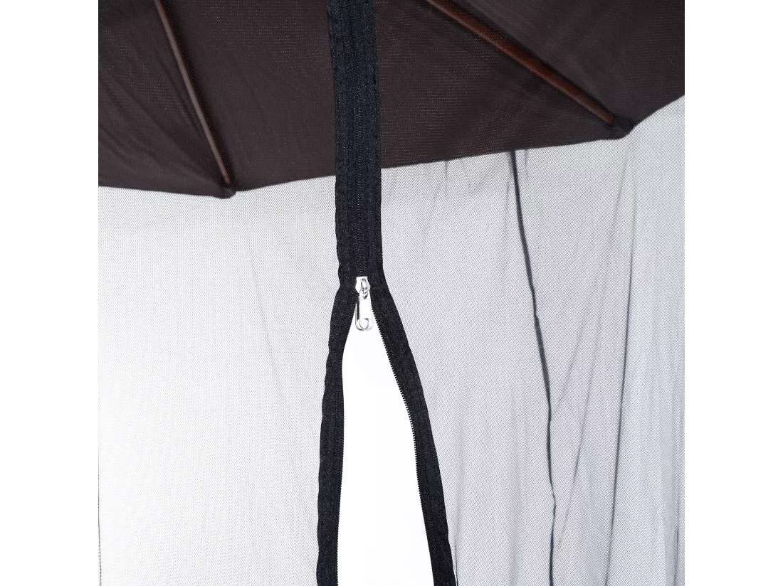 Moustiquaire cylindrique pour parasol 3 m diamètre avec fermeture éclair et lestage noir