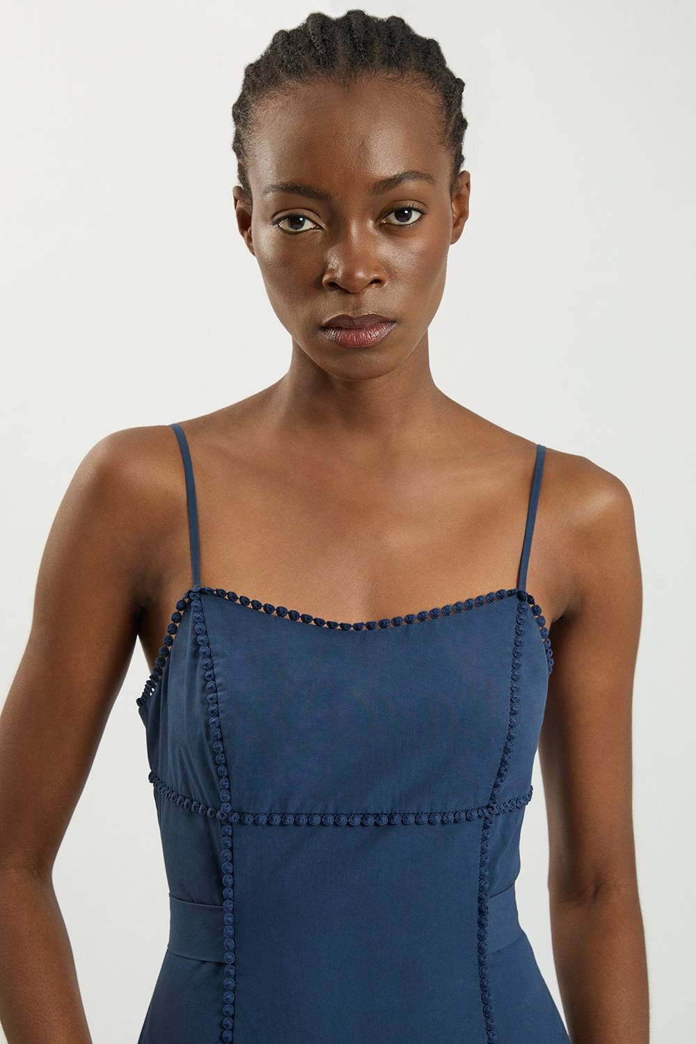 KarenMillen Robe Midi Tissée En Coton À Découpes Et Bretelles Fines