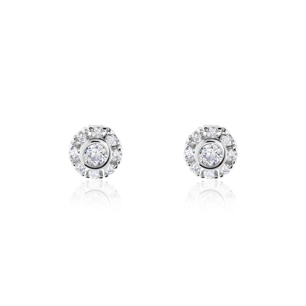 Boucles D'oreilles Puces Argent Blanc Gwenegan Oxydes De Zirconium