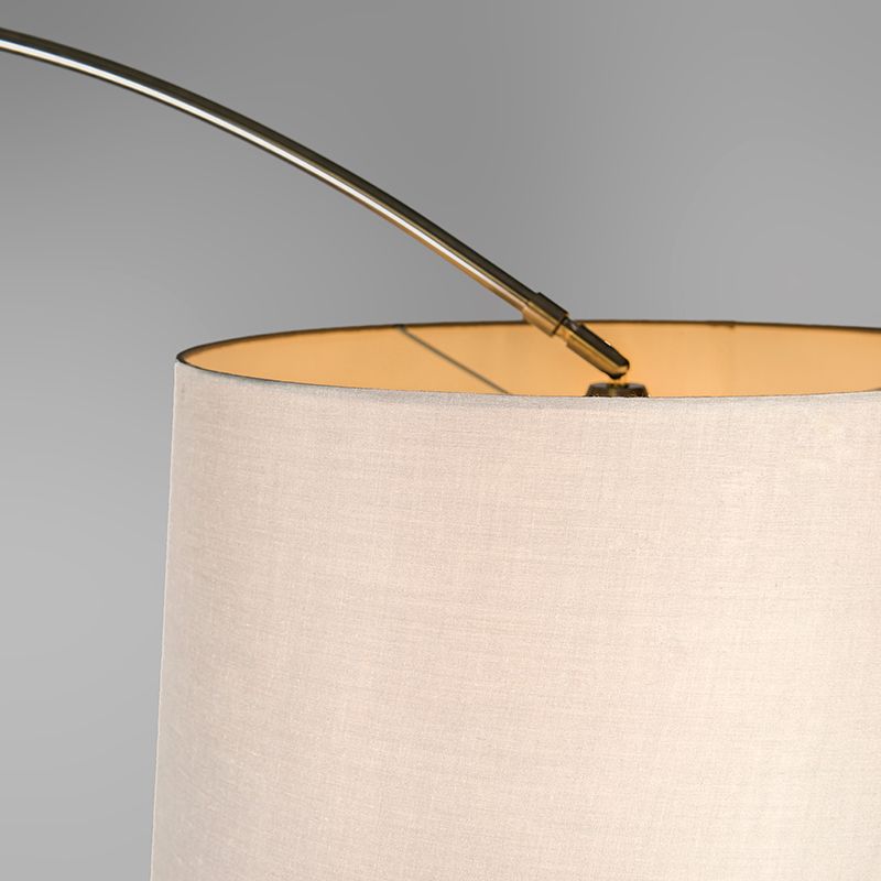 Booglamp staal stoffen kap wit 45 cm - XXL