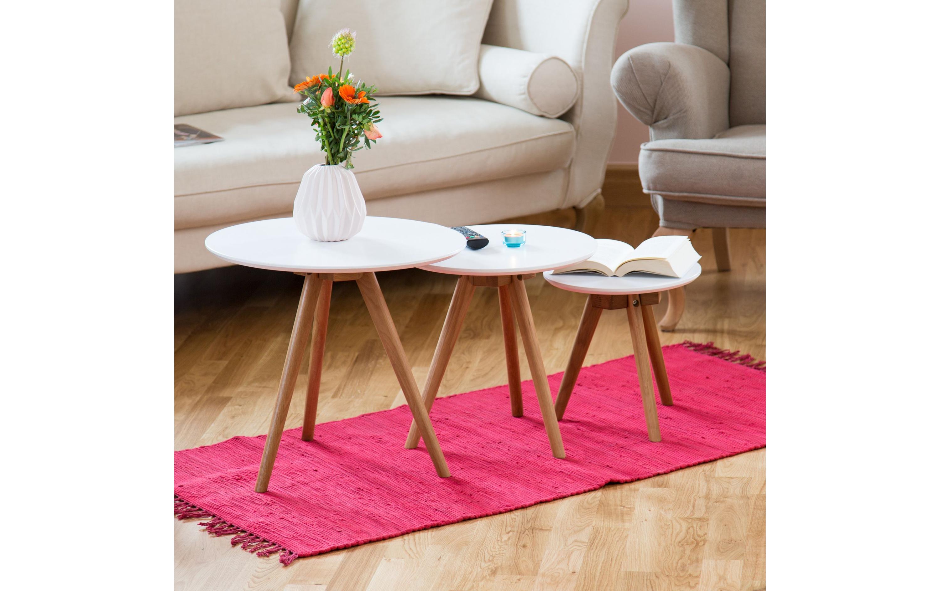 Couchtisch 3er Set, Braun/WeissTischset
