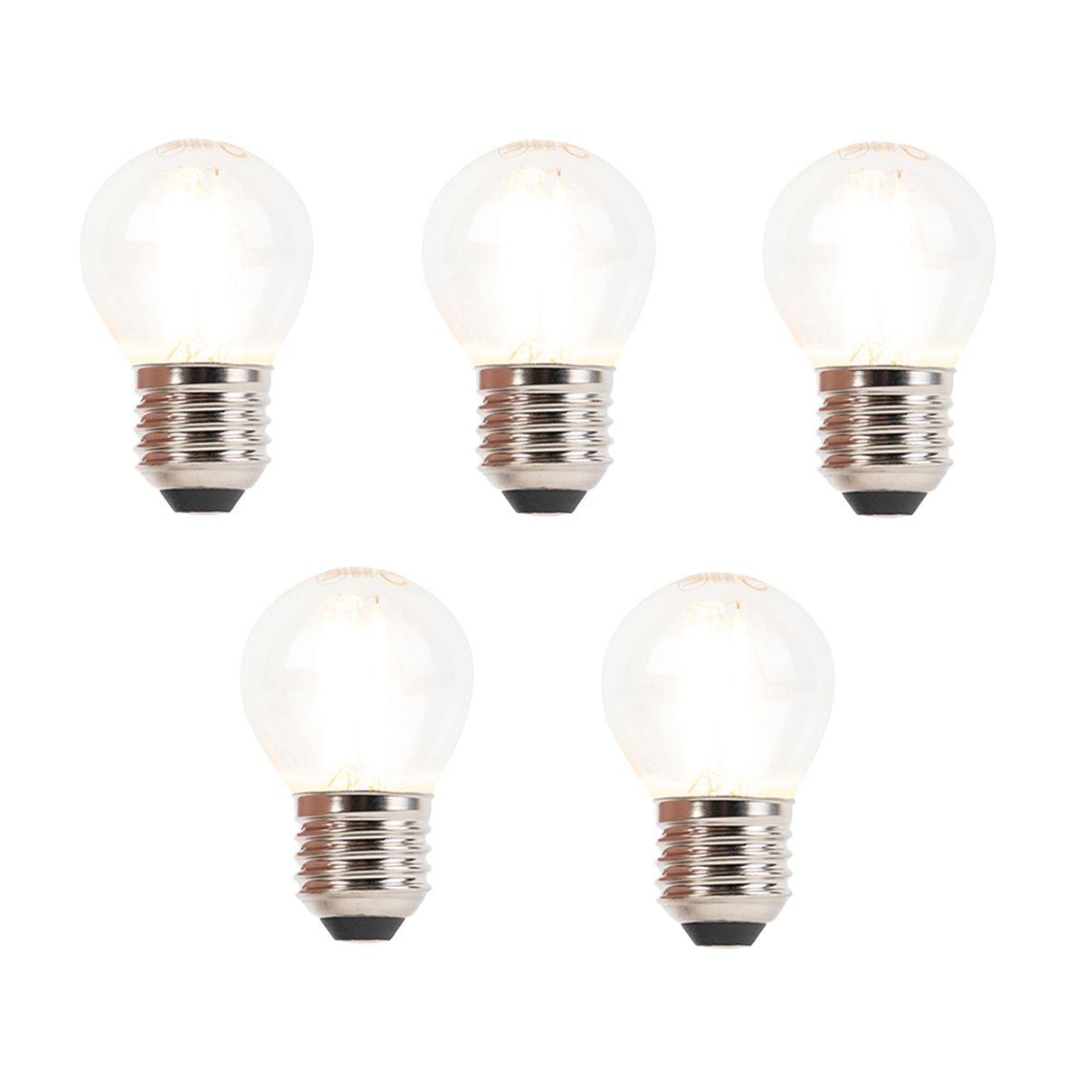 Set van 5 E27 dimbare LED filament kogellamp 3W 250 lm 2700K
