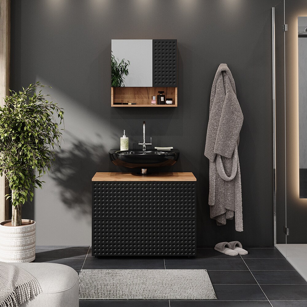 Vicco Badmöbel-Set Irma Eiche Anthrazit 2-teilig Spiegelschrank Waschbeckenschrank 80 cm