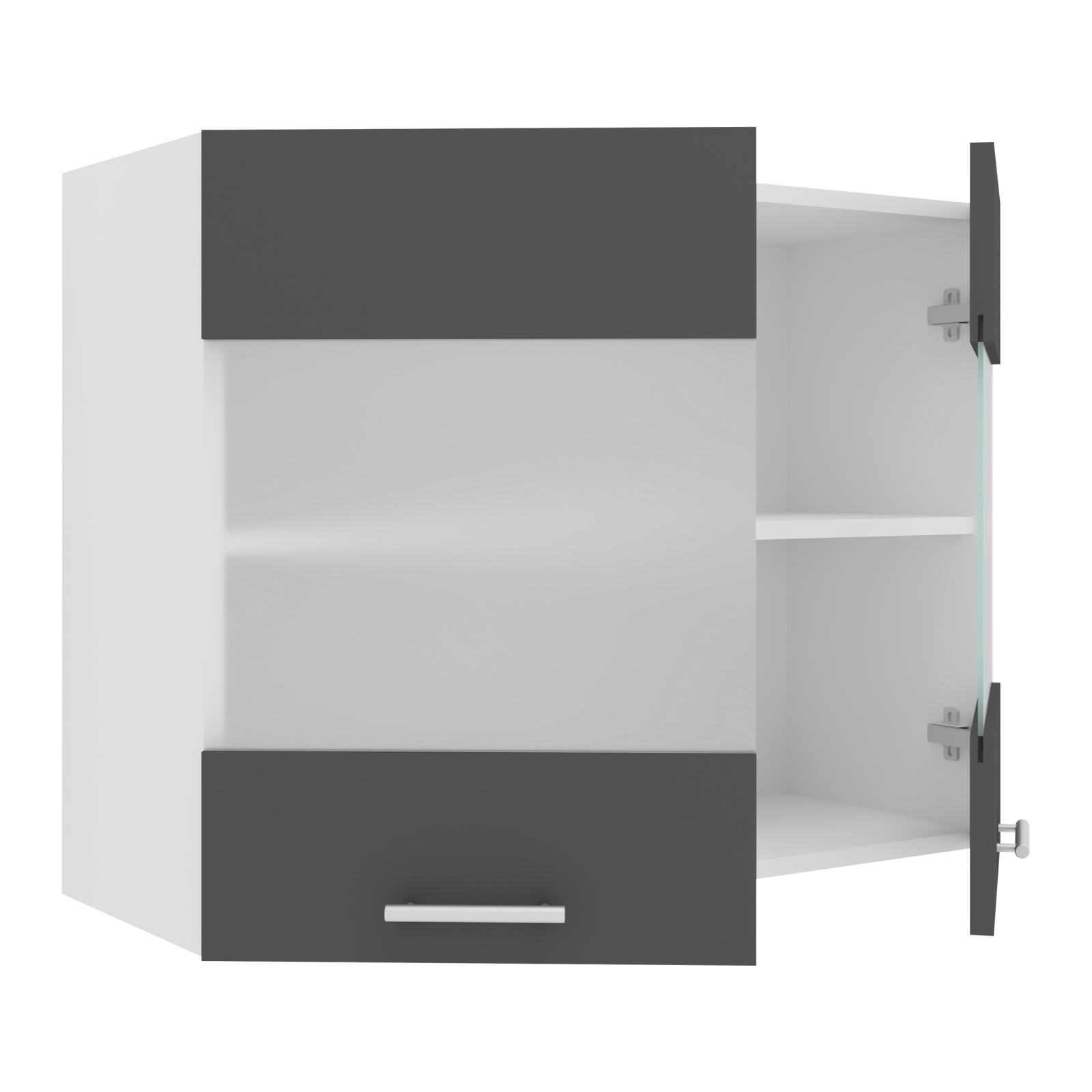 Glas-Hängeschrank ESILO - weiß - anthrazit - 80 cm