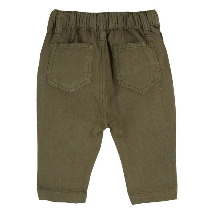 Emile et Ida Pantalon Lin | Vert kaki