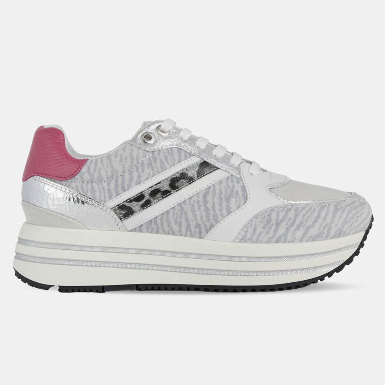 Geox Baskets en Cuir Kency gris/rose
