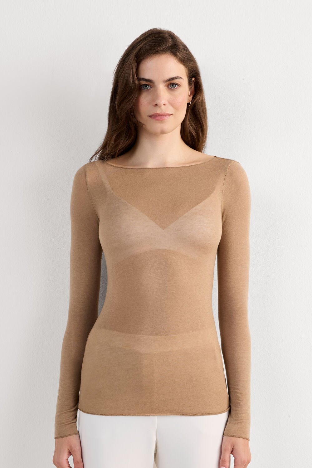 Blusa ultraleve de cashmere com decote canoa