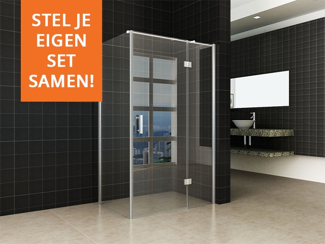 Douchecabine met deur en vaste wand samenstellen