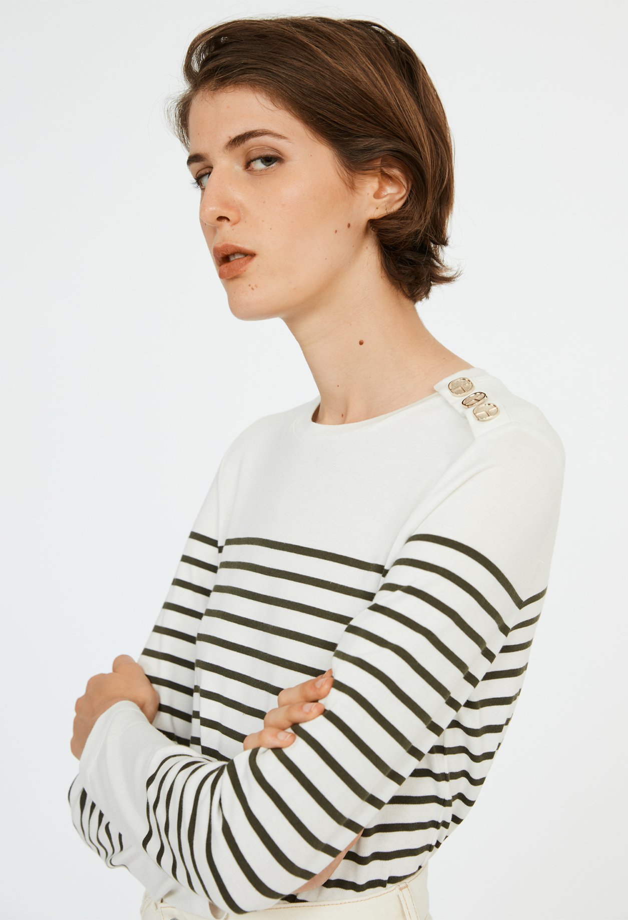 T-shirt marini&egrave;re &agrave; bouton