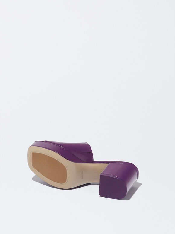 Tamanco de verniz com salto - Violeta