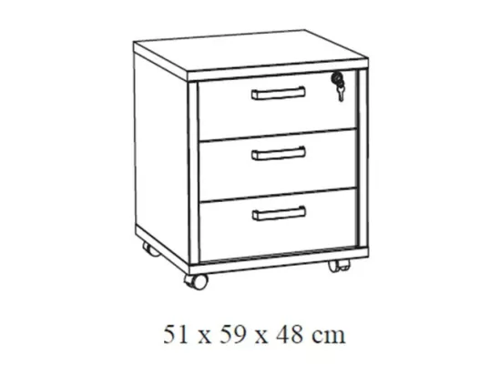 Caisson de rangement bureau 3 tiroirs coloris blanc mat | Collection SOON | Meublorama
