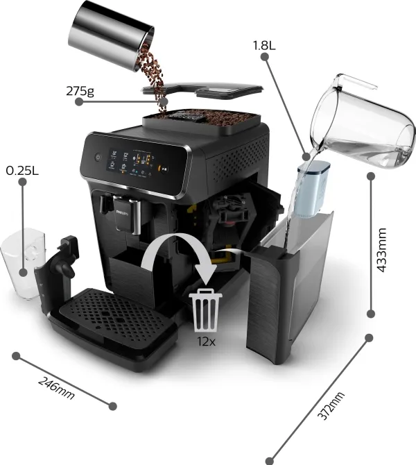 Philips Series 2200 EP2230 - Automatisk kaffemaskine med mælkeskummer - 15 bar - matsort