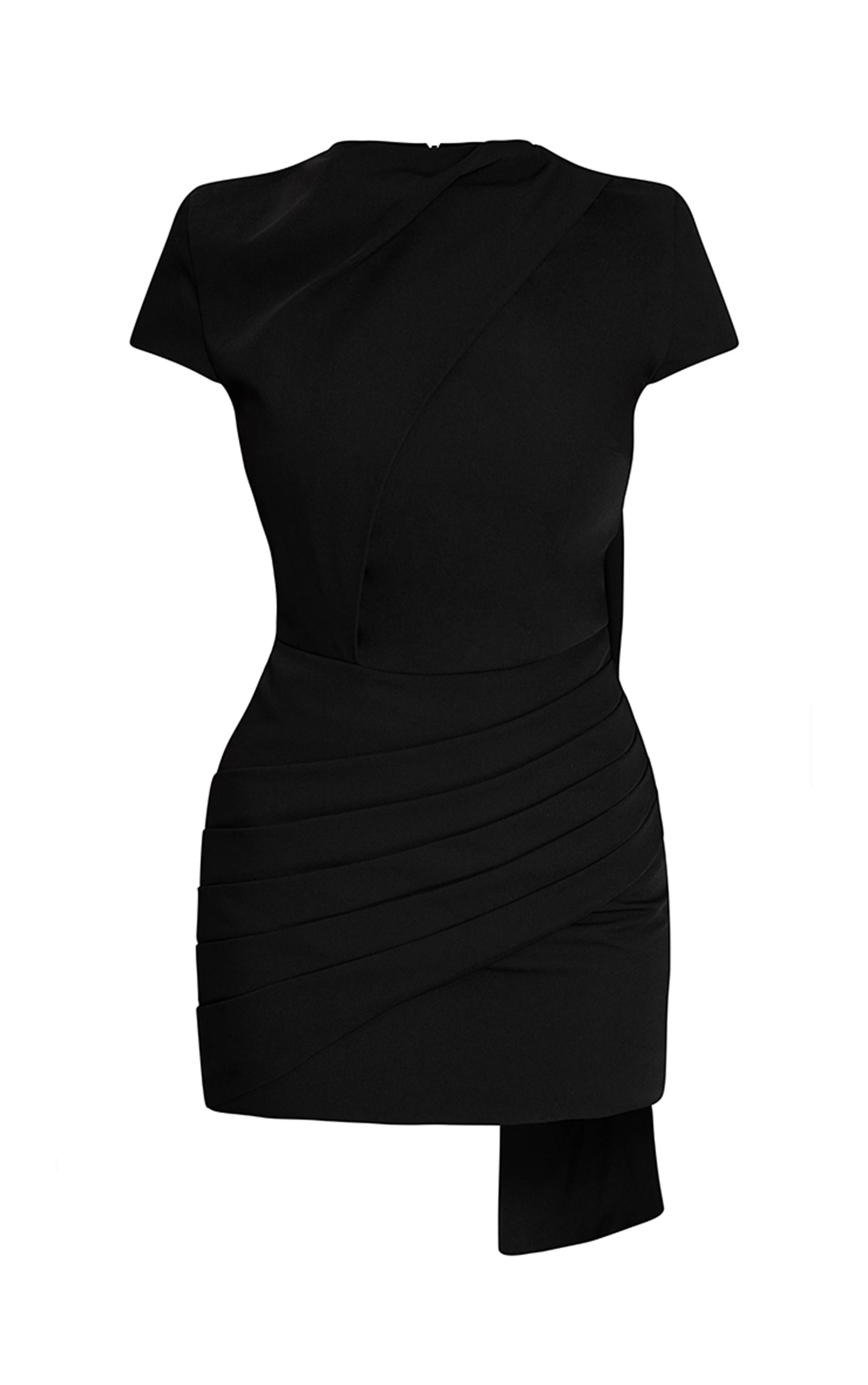 Noir Robe Moulante Drapée Froncée En Tissu Tissé Premium