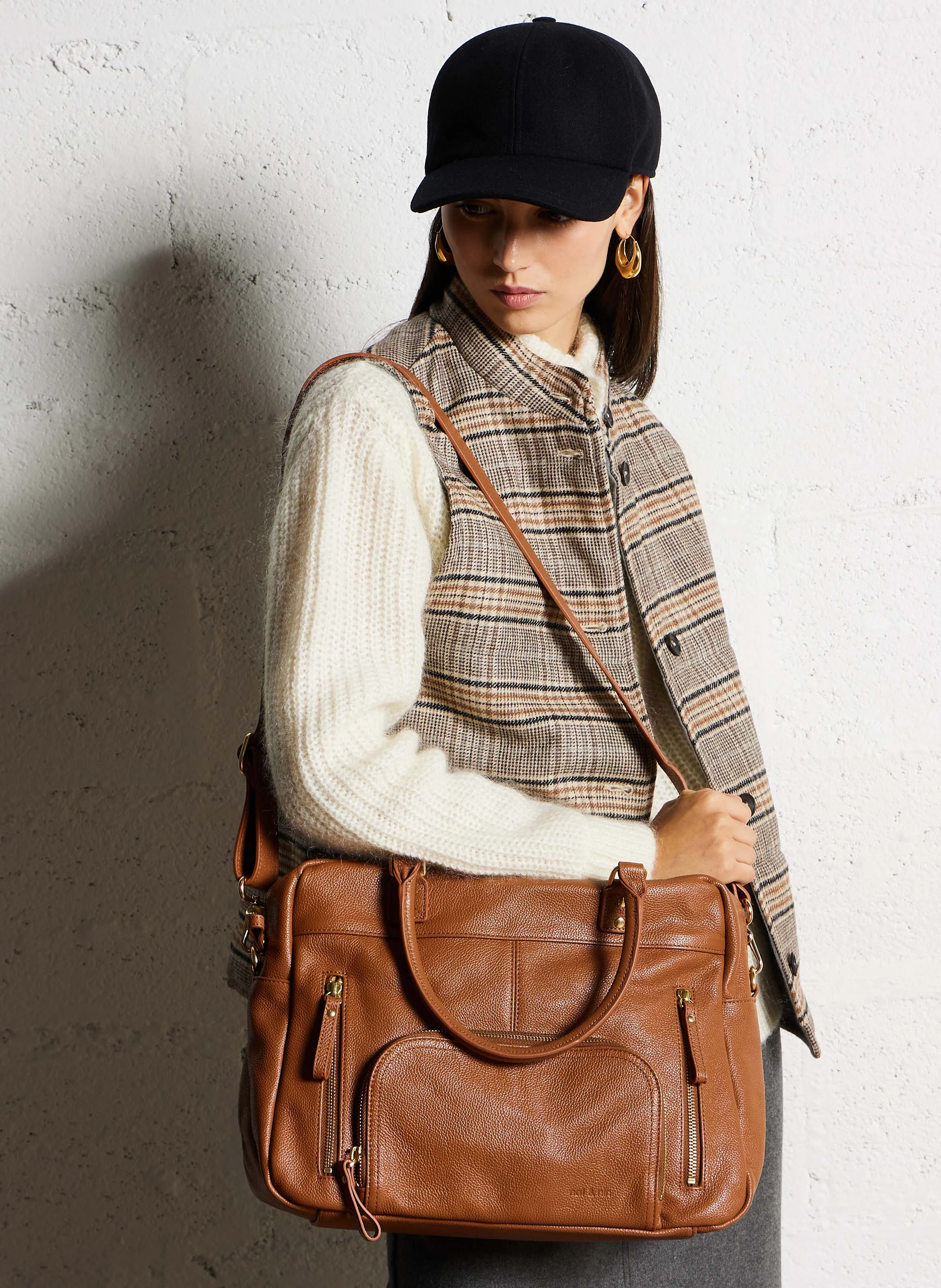 MACY - Cabas multipoches en cuir | Marron