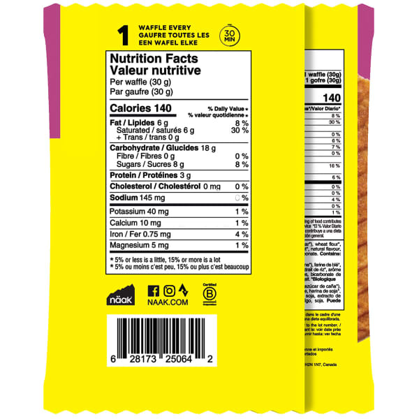 Barres énergétiques NAAK ULTRA ENERGY WAFFLE BERRIES 30G PACK X12 UNICOLORE