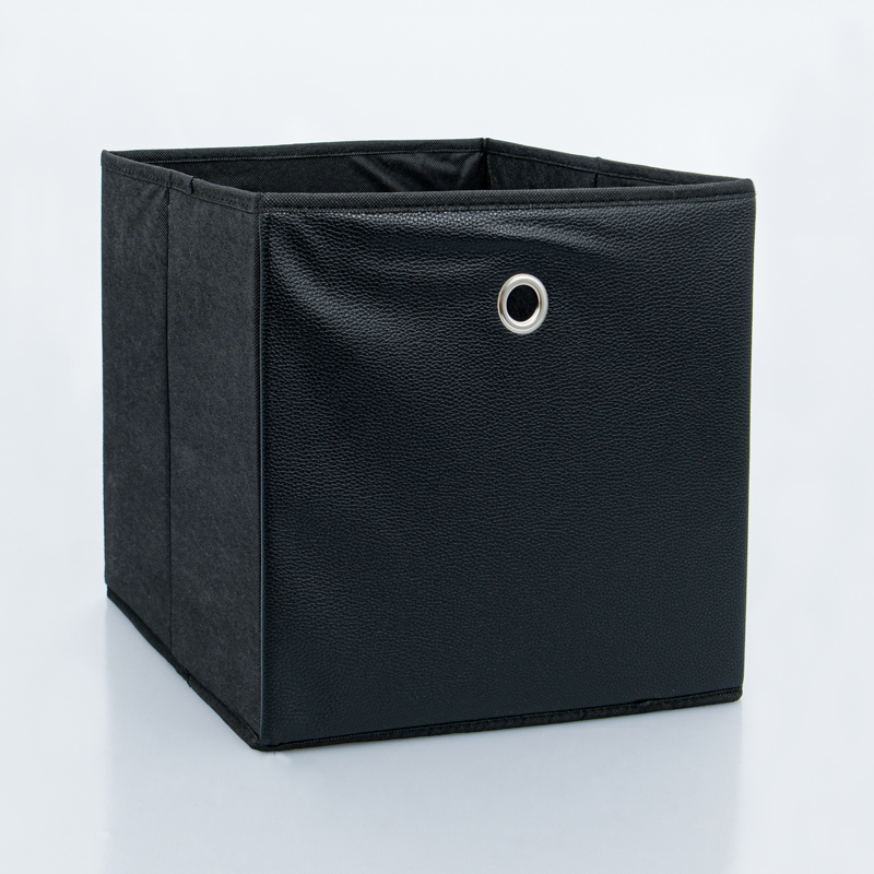 Bac de rangement imitation cuir noir
