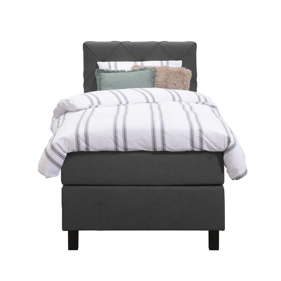 Boxspring Liv geruit - antraciet - 90x200 cm - vierkante poot